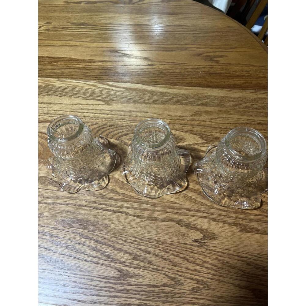 3 Vintage Glass Light Shade Lamp Replacement Bell Ruffled Ceiling Fan